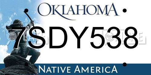7SDY538 Oklahoma License Plate