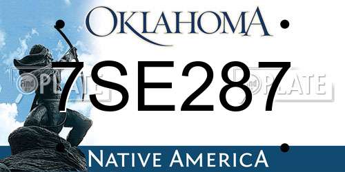 7SE287 Oklahoma License Plate