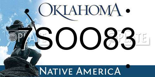 7SOO83 Oklahoma License Plate