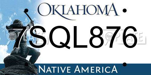 7SQL876 Oklahoma License Plate