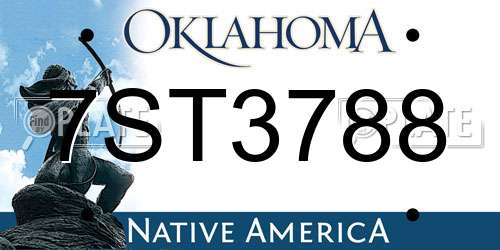 7ST3788 Oklahoma License Plate