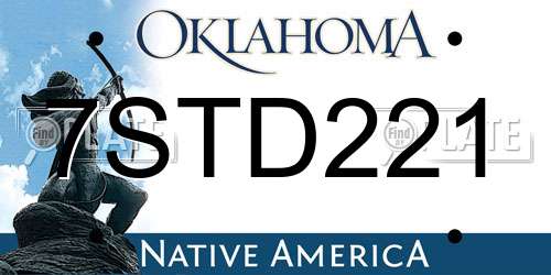 7STD221 Oklahoma License Plate