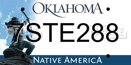 7STE288 Oklahoma License Plate