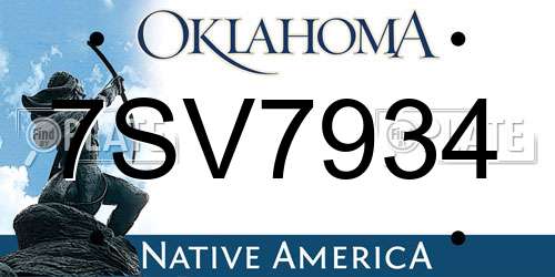 7SV7934 Oklahoma License Plate