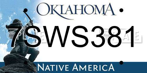 7SWS381 Oklahoma License Plate