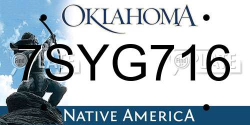 7SYG716 Oklahoma License Plate