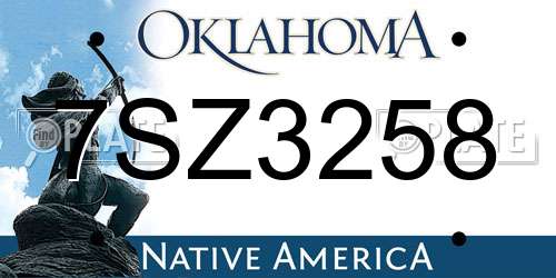 7SZ3258 Oklahoma License Plate