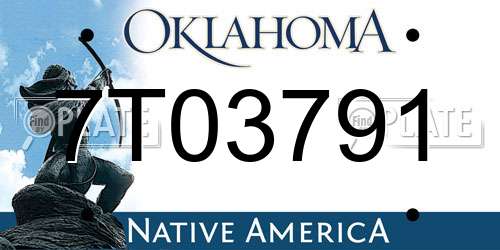 7T03791 Oklahoma License Plate