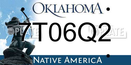 7T06Q2 Oklahoma License Plate