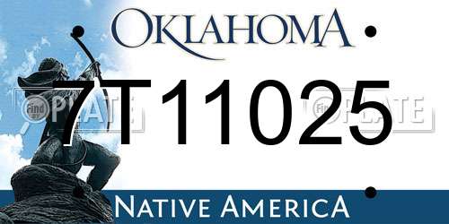 7T11025 Oklahoma License Plate