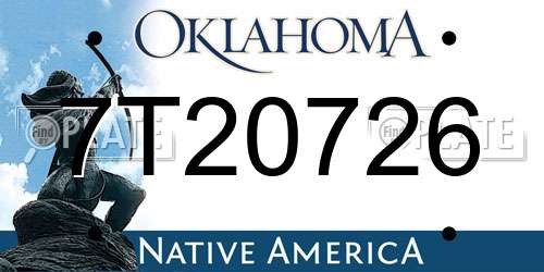 7T20726 Oklahoma License Plate