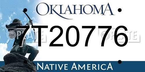 7T20776 Oklahoma License Plate