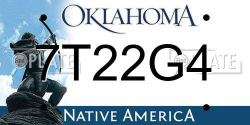 7T22G4 Oklahoma License Plate