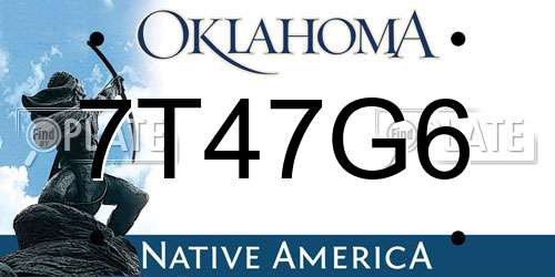 7T47G6 Oklahoma License Plate