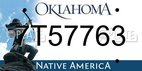 7T57763 Oklahoma License Plate