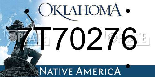 7T70276 Oklahoma License Plate
