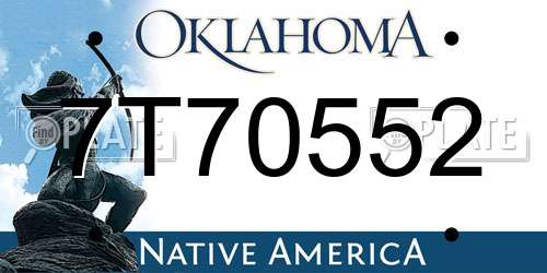 7T70552 Oklahoma License Plate
