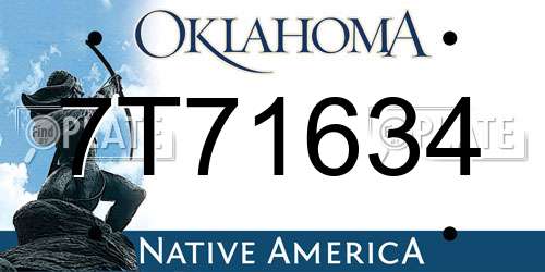 7T71634 Oklahoma License Plate