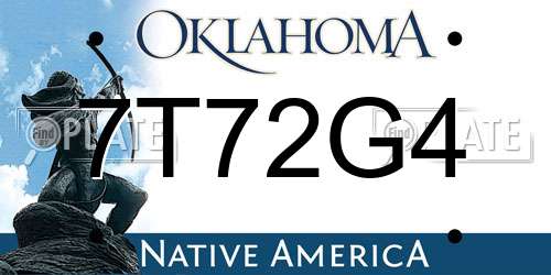 7T72G4 Oklahoma License Plate