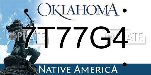 7T77G4 Oklahoma License Plate