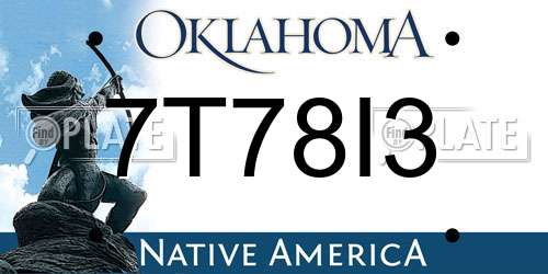 7T78I3 Oklahoma License Plate