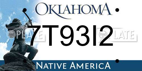 7T93I2 Oklahoma License Plate