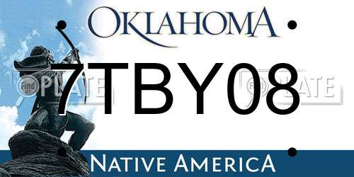 7TBY08 Oklahoma License Plate
