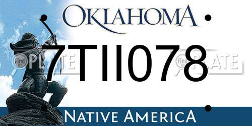 7TII078 Oklahoma License Plate