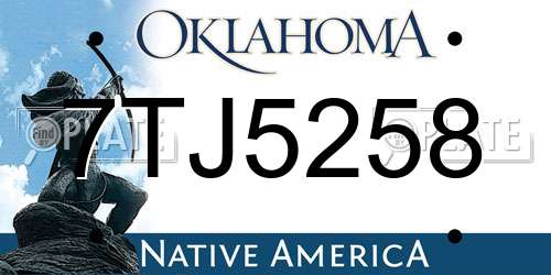 7TJ5258 Oklahoma License Plate