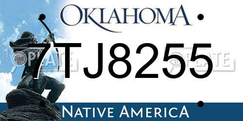 7TJ8255 Oklahoma License Plate