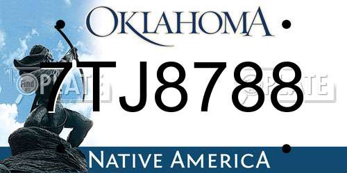 7TJ8788 Oklahoma License Plate