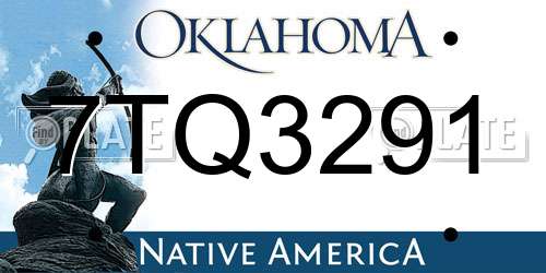 7TQ3291 Oklahoma License Plate