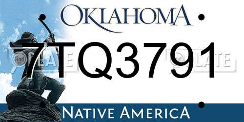 7TQ3791 Oklahoma License Plate
