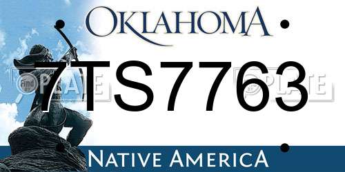 7TS7763 Oklahoma License Plate