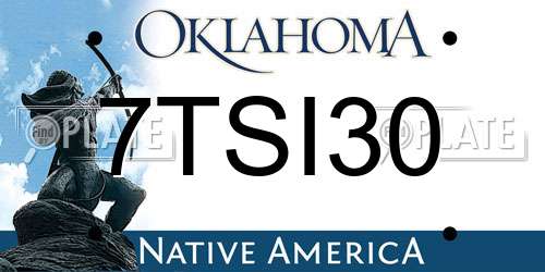 7TSI30 Oklahoma License Plate
