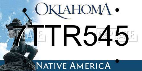 7TTR545 Oklahoma License Plate