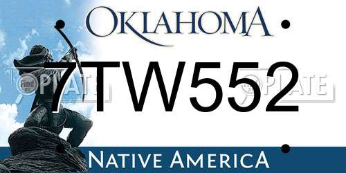 7TW552 Oklahoma License Plate