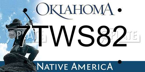 7TWS82 Oklahoma License Plate