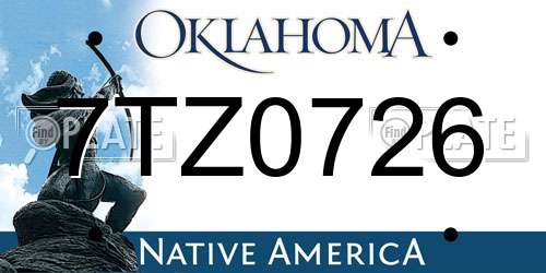 7TZ0726 Oklahoma License Plate