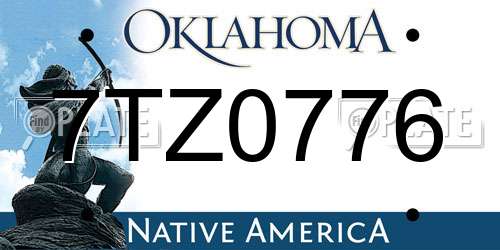 7TZ0776 Oklahoma License Plate