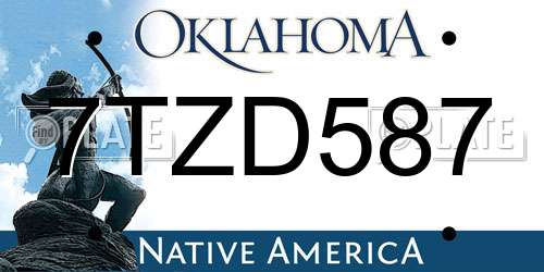 7TZD587 Oklahoma License Plate