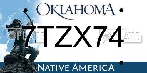 7TZX74 Oklahoma License Plate