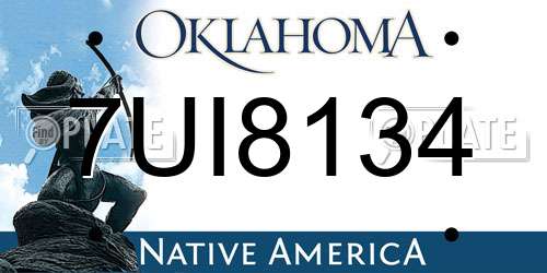 7UI8134 Oklahoma License Plate