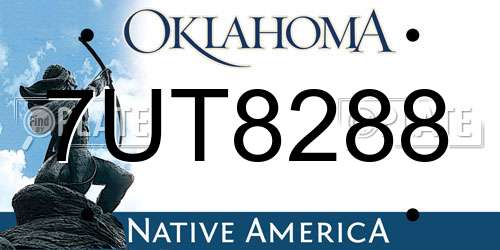 7UT8288 Oklahoma License Plate