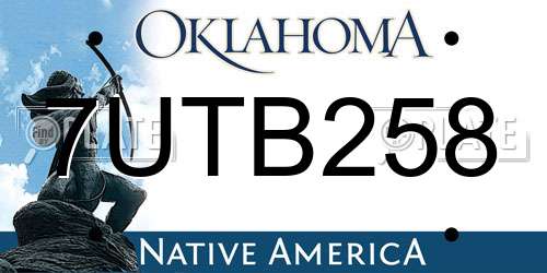 7UTB258 Oklahoma License Plate