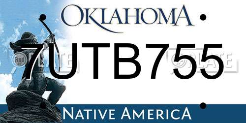 7UTB755 Oklahoma License Plate