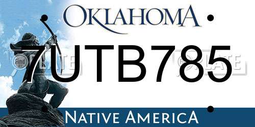 7UTB785 Oklahoma License Plate