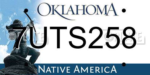 7UTS258 Oklahoma License Plate