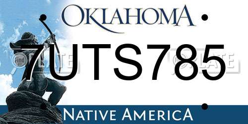 7UTS785 Oklahoma License Plate