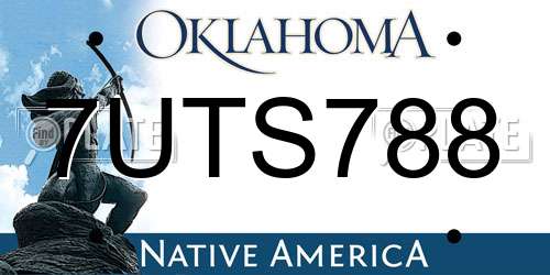 7UTS788 Oklahoma License Plate